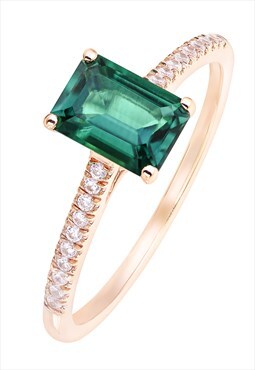 Octagon emerald & diamond ring