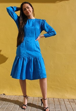 BLUE LONG SLEEVE DRESS