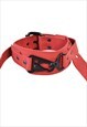 RED LEATHER CHOKER NECKLACE