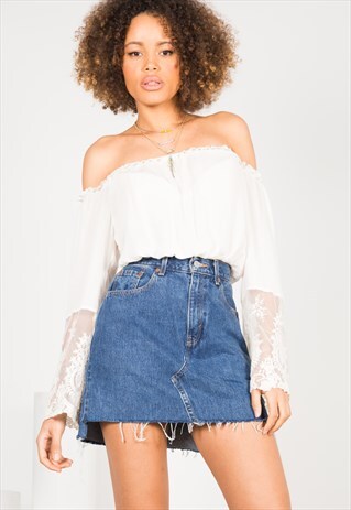 VINTAGE 80S LEVI'S HIGH WAISTED DENIM SKIRT / 0039 / 402