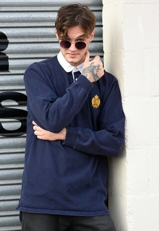 VINTAGE RALPH LAUREN RUGBY SHIRT WITH CREST LOGO