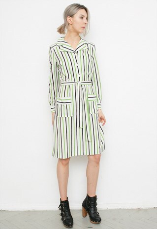 STRIPED MIDI DRESS