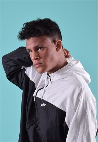 BLACK AND WHITE NIKE Y2K HOODED TRACKSUIT TOP JACKET