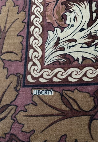 LIBERTY OF LONDON SCARF VINTAGE BROWN BLACK FLORAL FINE WOOL