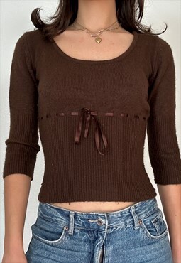 Y2K Vintage Coquette Brown Knit Shirt