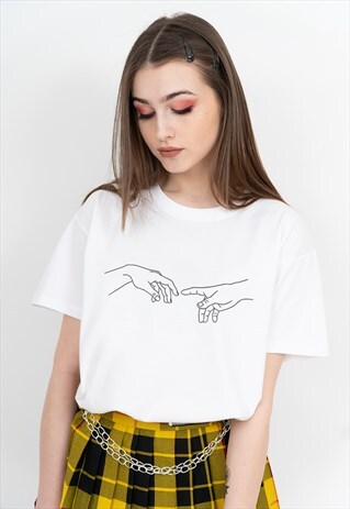 CREATION OF ADAM MICHELANGELO ART T-SHIRT TOP