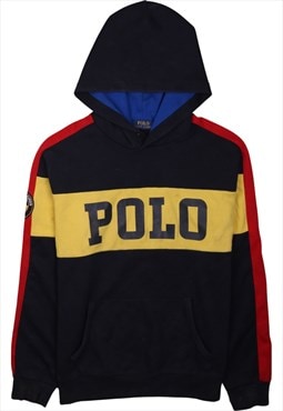 Vintage 90's Polo Ralph Lauren Hoodie Spellout Black Medium