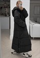 JUSTYOUROUTFIT  LONG HOODED DUVET COAT BLACK