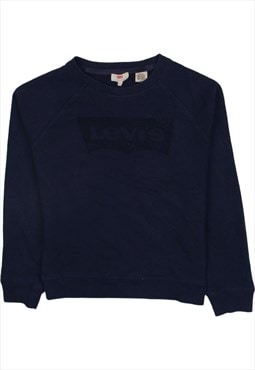 Vintage 90's Levi's Sweatshirt Plain Crew Neck Navy