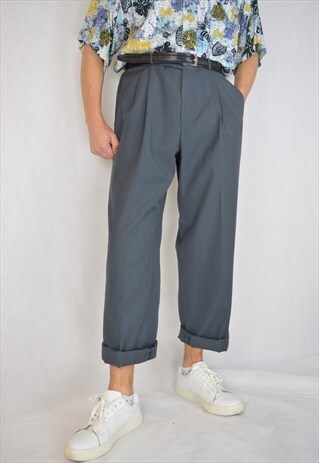 VINTAGE GREY CLASSIC STRAIGHT TROUSERS