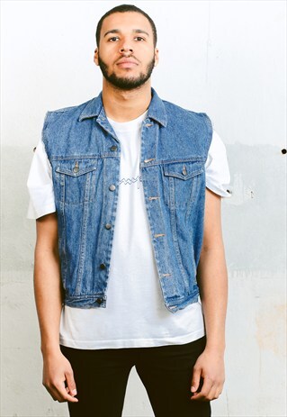VINTAGE SLEEVELESS DENIM JACKET