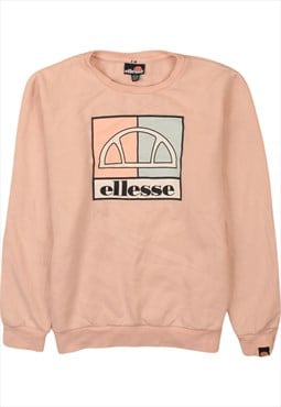 Vintage 90's Ellesse Sweatshirt Spellout Crew Neck Pink