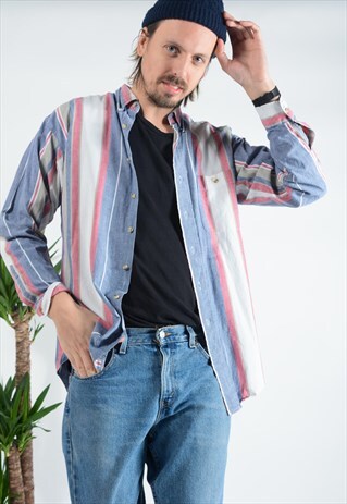 VINTAGE PASTEL STRIPED SKATER SHIRT