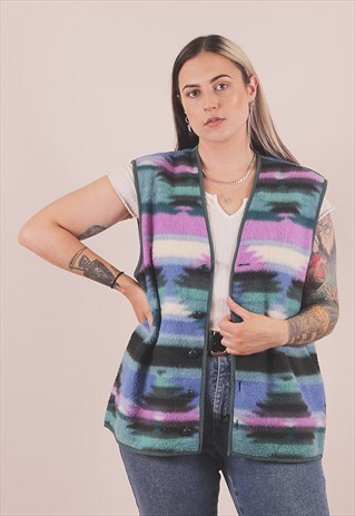 VINTAGE AZTEC PRINT FLEECE GILET JACKET /A10027