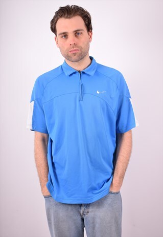 NIKE MENS VINTAGE POLO SHIRT XXL BLUE 90S