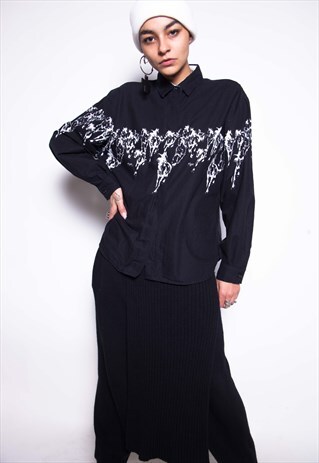 VINTAGE 90S ABSTRACT HORSE PRINT SHIRT ID:4135