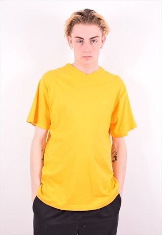 NIKE MENS VINTAGE T-SHIRT TOP MEDIUM YELLOW 90'S