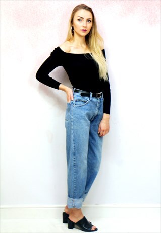 1990S VINTAGE CLASSIC BLUE WASHED HIGH WAIST MOM JEANS