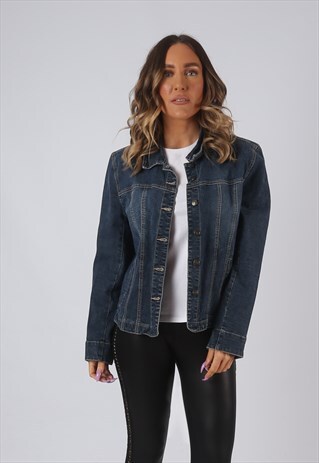 DENIM JACKET FITTED VINTAGE SHORT LIGHTWEIGHT UK 14 (DK4R)