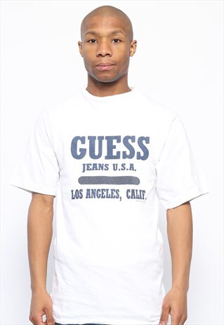 VINTAGE GUESS BIG LOGO SPELLOUT T-SHIRT WHITE