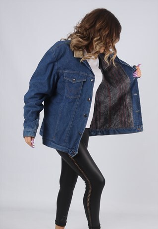 DENIM JACKET WRANGLER LINED OVERSIZED WINTER UK 18 (CK2G)