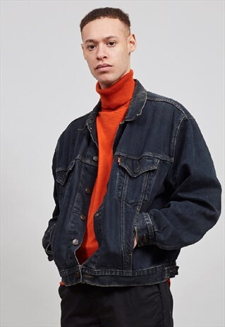 VINTAGE ORANGE TAB DARKEST WASH BLUE DENIM LEVI'S JACKET