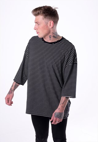 Essential 3/4 Sleeve Striped T-Shirt - Black/White | 54 Floral Clothing