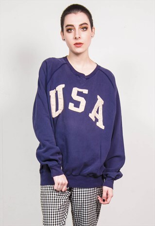 RALPH LAUREN VINTAGE 90'S NAVY BLUE USA SWEATSHIRT JUMPER