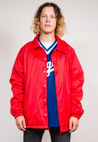 VINTAGE 90'S RED COACH STYLE POPPER JACKET