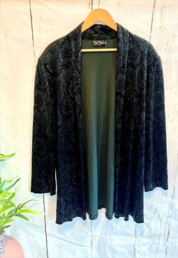 Vintage Black Snakeskin Textured 80's Kimono Jacket