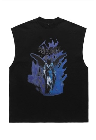 FALLEN ANGEL SLEEVELESS T-SHIRT GOTHIC TANK TOP SURFER VEST