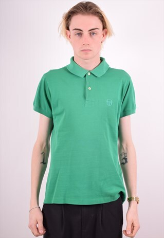 SERGIO TACCHINI MENS VINTAGE POLO SHIRT MEDIUM GREEN 90S