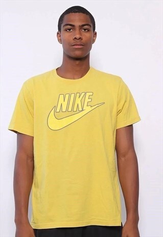 VINTAGE NIKE BIG LOGO T-SHIRT YELLOW