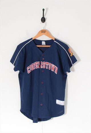 Vintage cooperstown baseball sports jersey blue m BV9993
