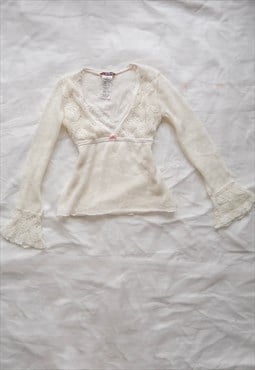 vintage fairy Babydoll Coquette Preppy Mohair Sweater