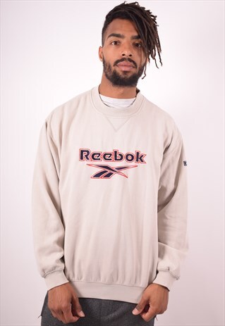 REEBOK MENS VINTAGE SWEATSHIRT JUMPER MEDIUM GREY 90S