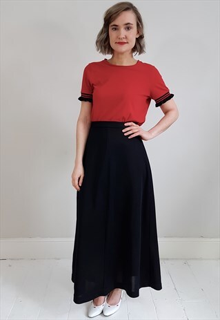 VINTAGE 70'S BLACK MAXI A LINE SKIRT