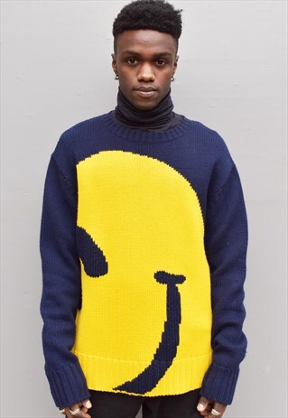 RARE VINTAGE 90S MOSCHINO SMILEY FACE KNIT JUMPER