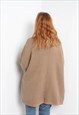 VINTAGE 80'S OVERSIZE FISHERMAN KNIT CARDIGAN BROWN