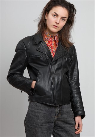 VINTAGE BLACK ECHTES LEDER LEATHER JACKET