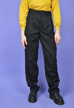 Vintage black classic 80's straight trousers