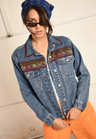 VINTAGE 90S FESTIVAL GARM STONEWASH JACKET IN BLUE DENIM