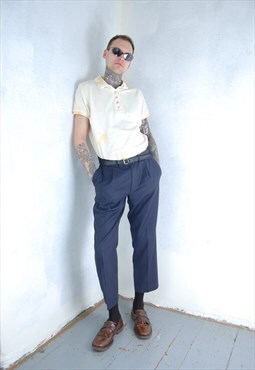 Vintage 90's baggy board straight glam dark trousers navy