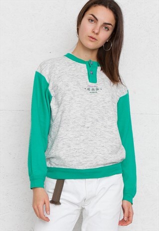 VINTAGE GREY GREEN PULLOVER SWEATSHIRT