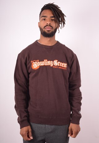 CHAMPION MENS VINTAGE SWEATSHIRT JUMPER MEDIUM BROWN 90S