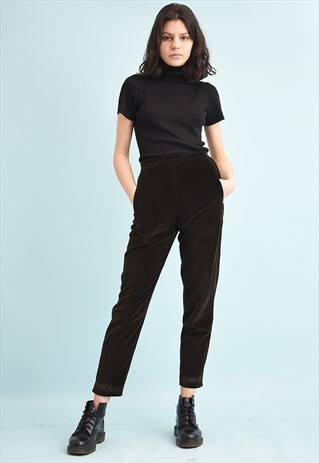 90'S RETRO HIGH WAIST VELVETEEN SHORT CUT TROUSERS