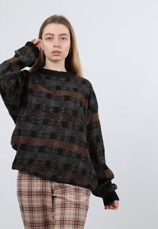VINTAGE LARGE BROWN KNITTED SWEATSHIRT