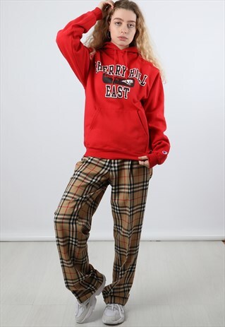 VINTAGE CHAMPION RED SMALL PRINT HOODIE