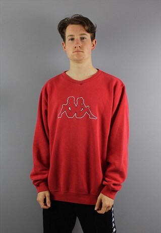VINTAGE KAPPA SWEATSHIRT IN RED WITH EMBROIDERED LOGO. SIZE