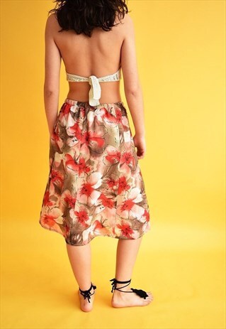 90'S RETRO ABSTRACT PATTERN PRINT BEACH SUMMER MAXI SKIRT